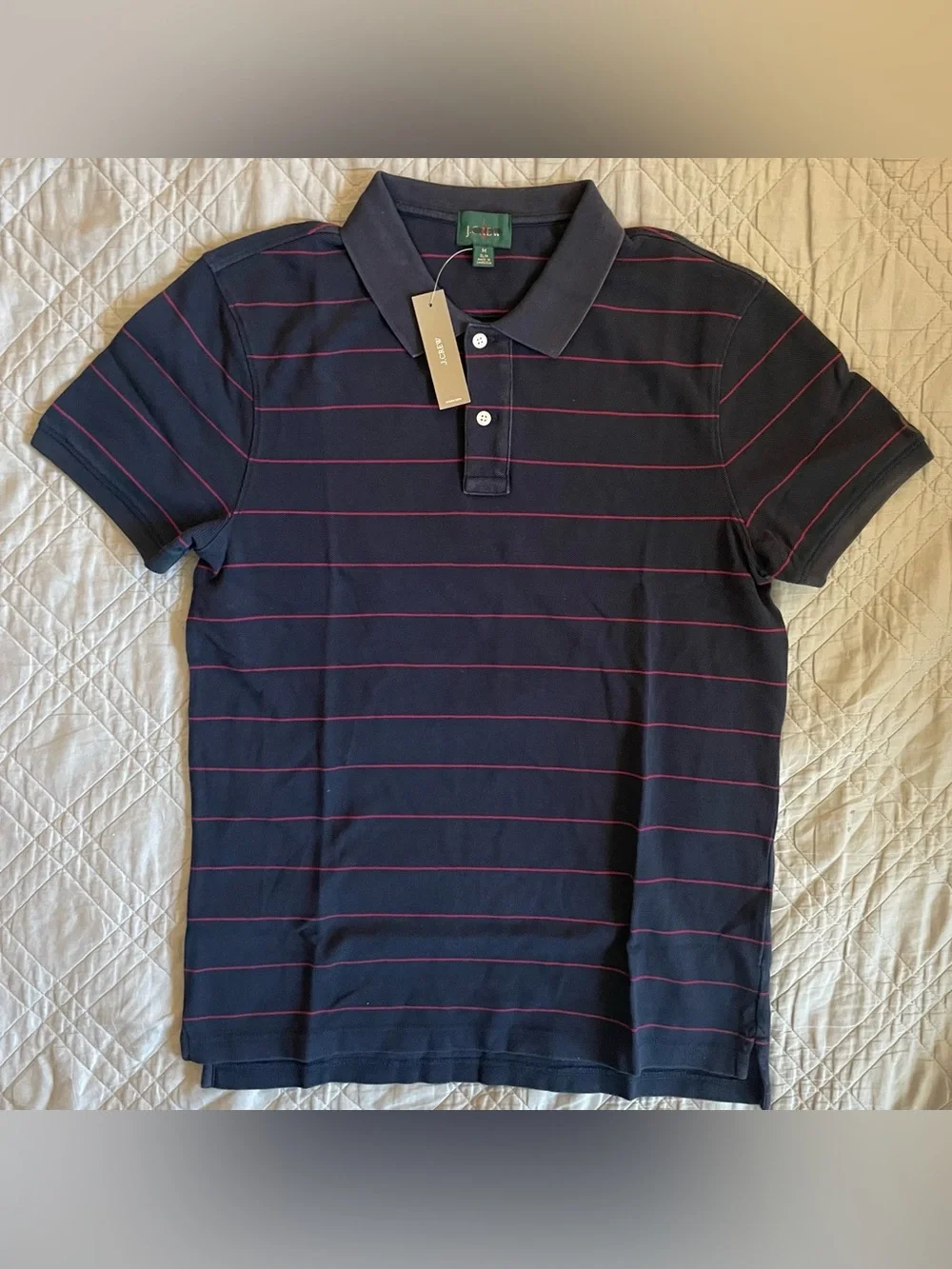 J. CREW Slim washed piqué polo shirt in stripe Size M NWT $89.50 CR766